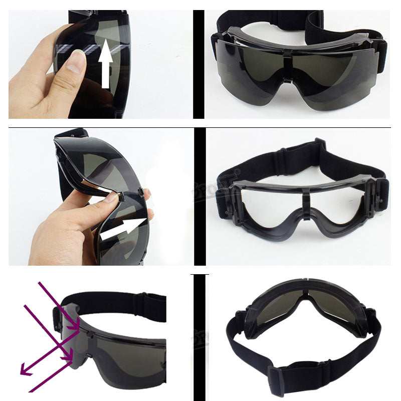 Máscara táctica de malla de hierro multifunción con casco rápido y gafas tácticas Airsoft Hunting Motorcycle Sport Play