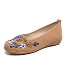 Veowalk Brand 3D Flowers Appliques Women Linen Slip on Ballet Flats Breathable Fabric Ladies Casual Chinese Shoes Ballerina