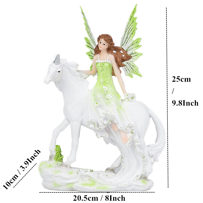 VILEAD resina Ángel Hada estatuilla unicornio cuerno flor Hada jardín estatua caballo miniaturas moderno Animal hogar Decoración Hogar