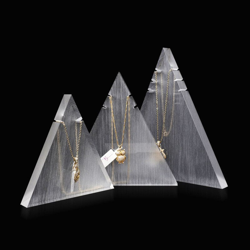 Colgante de acrílico sólido para collar, cadena, soporte de joyería, soporte de exhibición, accesorio de fotografía, organizador colgante triangular de Lucite transparente