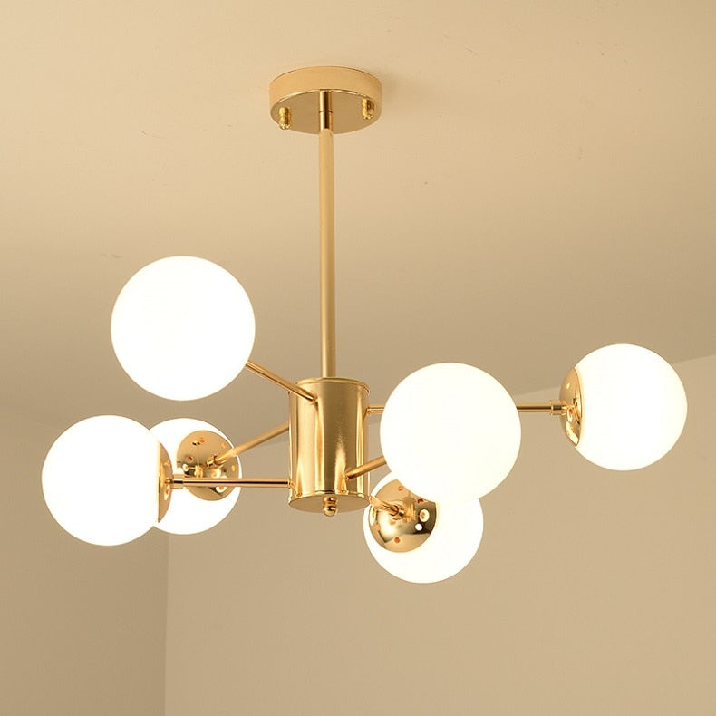 Gold plate Lustre led Chandelier E27 Bulb Glass Shade Hanging Chandelier Lights Dining bed Living room decoration Light Fixtures