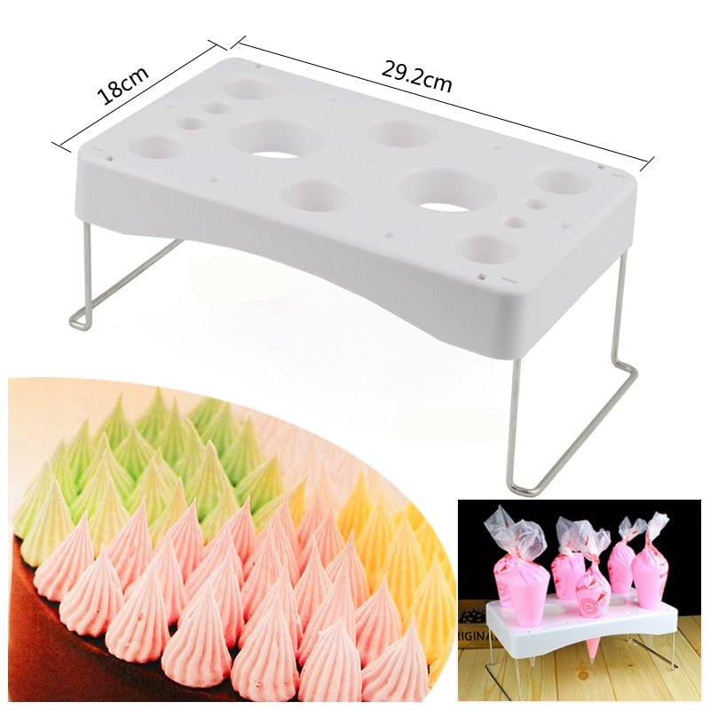 Folding Cake Piping Bag Rack Pastry Bag Stand Piping Bag Holder Cream Work Table Holder Cake Decor Tool Storage for Cream Pastry