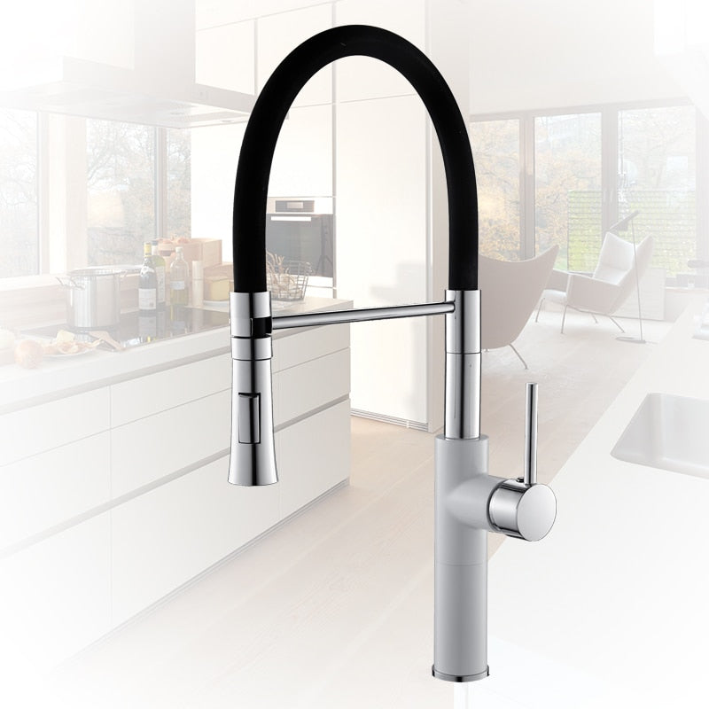 Kitchen Faucets Chrome Kitchen Sink Crane Deck Mount Pull Down Dual Sprayer Nozzle Torneira De Cozinha Mixer Water Taps LK-9910