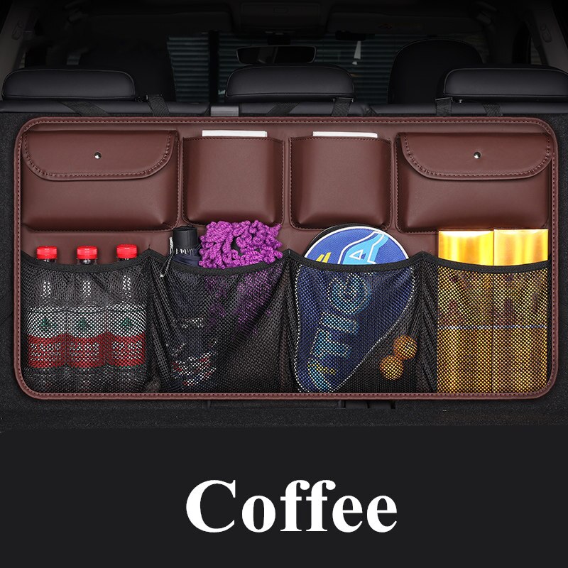 2023 New PU leather Car Rear Seat Back Storage Bag Multi-use Car Trunk Organizer Auto Stowing Tidying Auto Interior Accessories