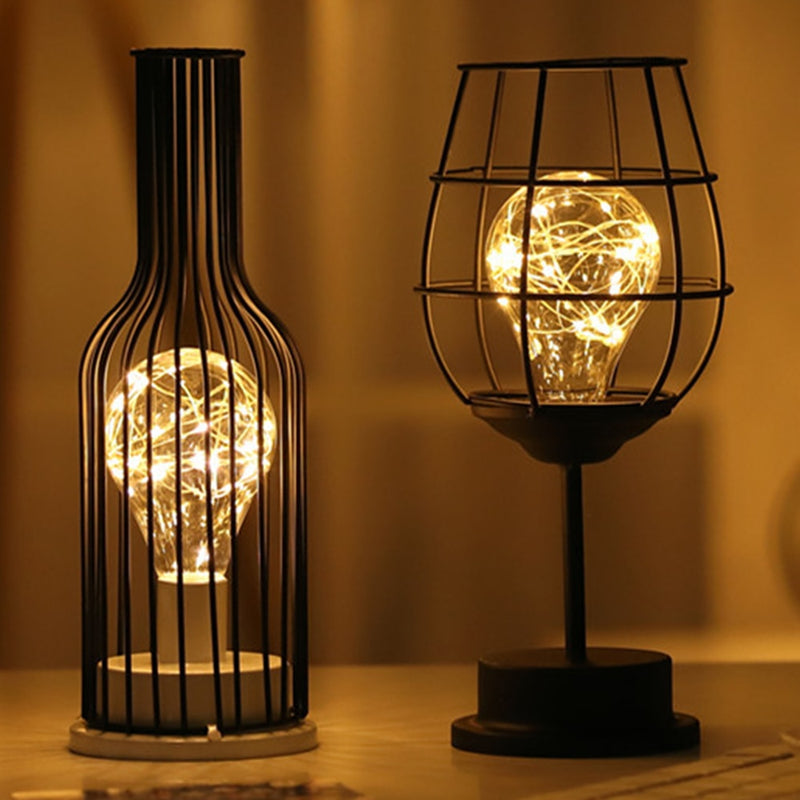 Kreative Eisen minimalistische hohle Tischlampen warmes Licht Vintage Kupferdraht Laterne Schlafzimmer Nachttischlampe für Wohnkultur