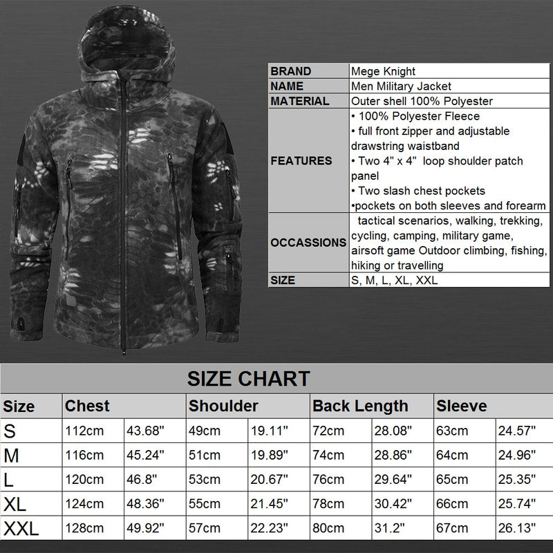 Mege Brand Autumn Winter Military Fleece Camouflage Tactical Men&