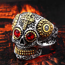 BEIER Stainless Steel Gothic gold Carving kapala skull  Ring Biker Hiphop rock Jewelry Unique fashion Gift for men BR8-327