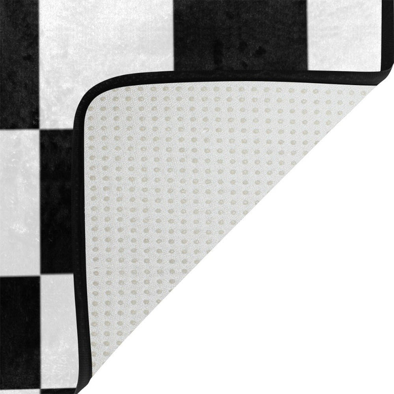 Custom Checkered Non-slip Area Rugs Pad Cover Black White Checkered Pattern Floor Mat Modern Carpet for Playroom Living Room