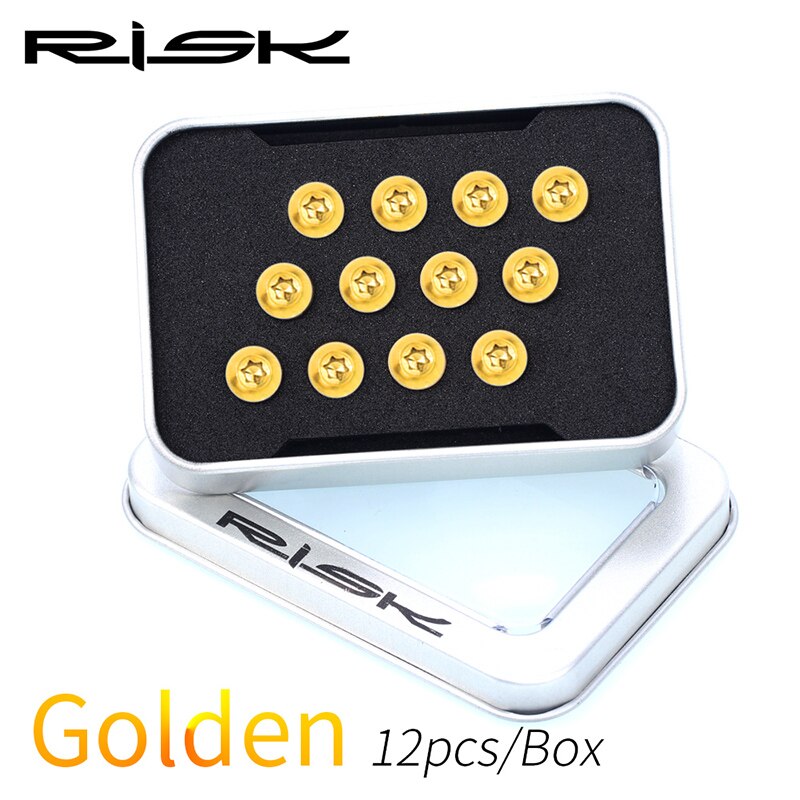 RISK 12PCS M5*10MM Bike Disc Brake Rotor Fixing Bolts TC4 Titanium Bicycle MTB Bike Ultralight Brake Screw Cycling Accessories
