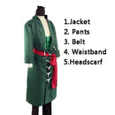 5 STÜCKE Japanischer Anime Roronoa Zoro Cosplay Kostüm Comic Halloween Cosplay Robe Full Set Perücke und Halstuch versandkostenfrei
