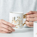 Luxus Gold Totems Mosaik Geometrische Flamingo Keramik Kaffeetasse Kaffeetasse Gold Frühstück Milch Wasser Tasse Paar Kreative Geschenke