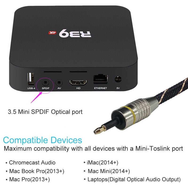 EMK Digital Toslink a Mini Toslink Cable 3,5mm SPDIF Cable de fibra óptica 3,5 a adaptador de Cable de Audio óptico para Macbook 5m 10m