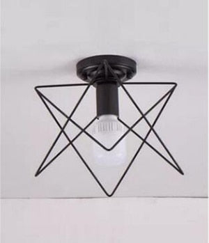 Luz de techo Vintage, lámpara de techo de hierro Retro nórdica moderna, decoración para sala de estar, Bar, Loft negro, E27, accesorio de jaula de luces para el hogar