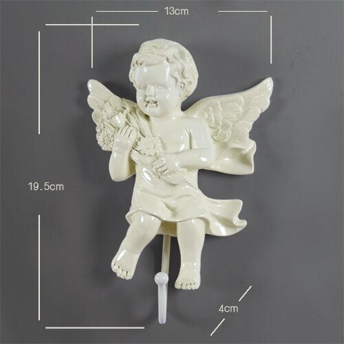 European angel statue wall decor hanger Creative TV blackground home mural living room wall art coat bag keys holder hanger