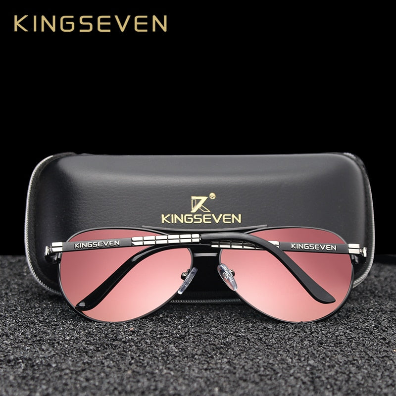 KINGSEVEN Design Herrenbrille Pilot HD Polarisierte Sonnenbrille für Herren/Damen Fahrende Sonnenbrille mit geprägtem Logo Oculos De Sol