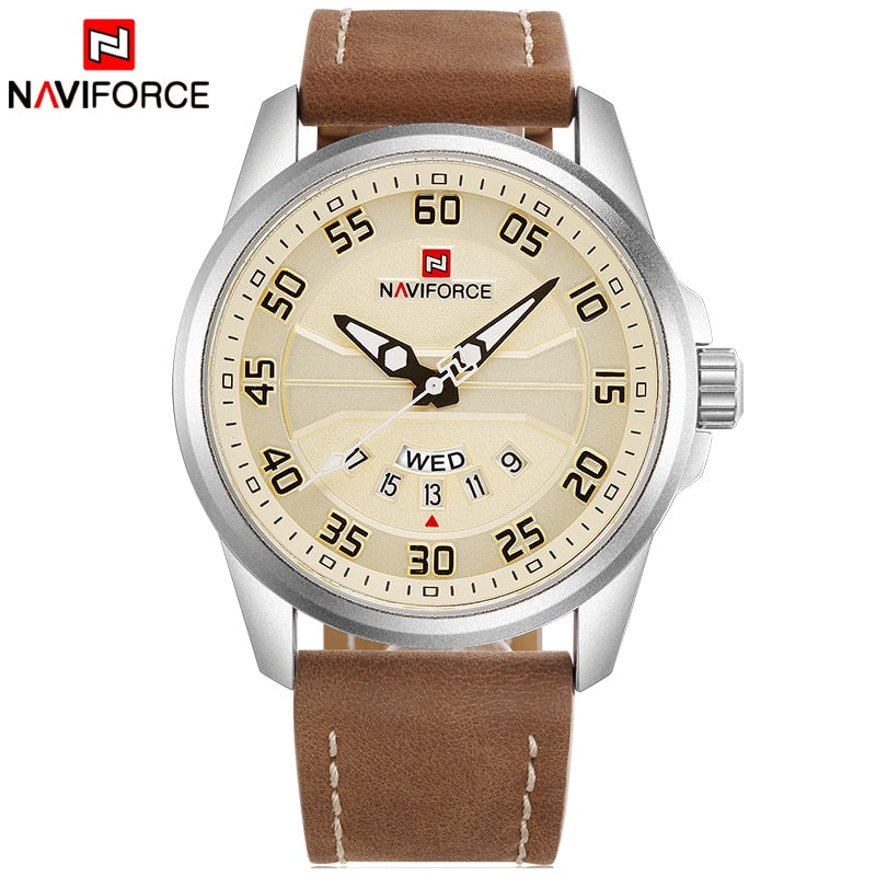 Nueva marca de lujo NAVIFORCE, relojes deportivos de moda para hombre, reloj de cuarzo para hombre, reloj de pulsera militar del ejército de cuero para hombre, reloj masculino