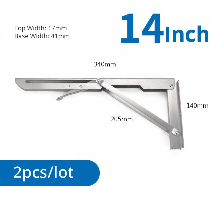 KAK 2PCS Folding Triangle Bracket Stainless Steel Shelf Support Adjustable Shelf Holder Wall Mounted Bench Table Shelf Hardware