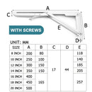 NAIERDI, 2 uds., soporte de ángulo plegable, estante triangular de 8-20 pulgadas, soporte pesado, banco ajustable montado en la pared, ferretería para muebles