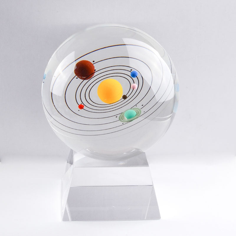 80mm Colorful Crystal Solar System Ball Miniature Planets Model Glass Globe Home Decoration Sphere Ornament Gift Souvenir