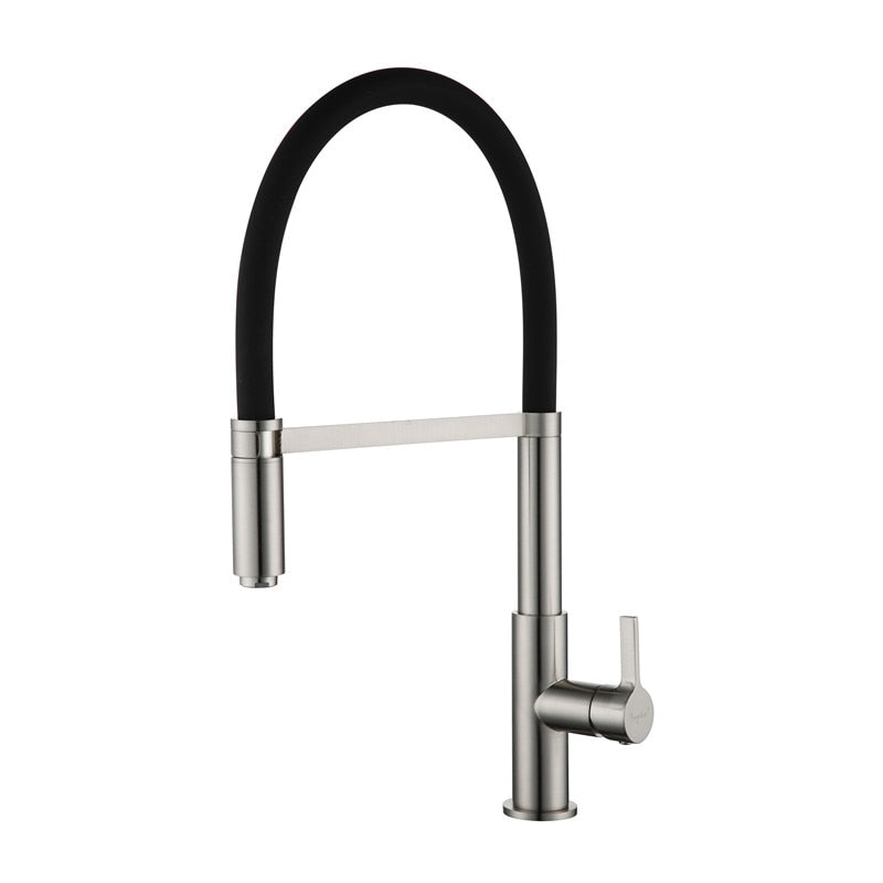 Alba Matt Black Mixer Sink Tap with Spray Head High Arch Single Hole Single Handle Pull Down Sprayer Docking Kitchen Faucet