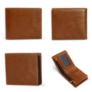 Retro Oil Wax Leather Wallet Handmade Men Cowhide Wallet with Coin Purse Genuine Leather Bank Card Holders Wallet For Male