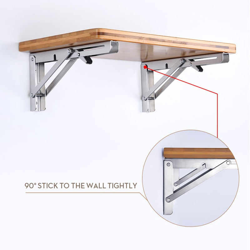 KAK, 2 uds., soporte triangular plegable, soporte de estante de acero inoxidable, soporte de estante ajustable, soporte de estante de mesa de banco montado en la pared, Hardware