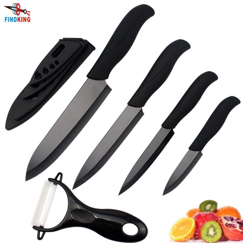 FINDKING Brand black ceramic blade kitchen knife set Zirconia kitchen Ceramic Knife set 3" 4" 5" 6" inch+ Peeler+4 Covers