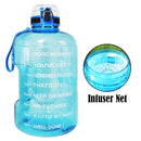 QuiFit 128oz 73oz 43oz 1 Gallon Water Bottle With Time Markings Filter Net Fruit Infuse BPA Free Motivational Sports Drink Jug