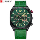 Marca CURREN, relojes de pulsera de cuarzo marrón de lujo para hombre, reloj de cuero con esfera cronógrafo luminosa para hombre, reloj deportivo informal