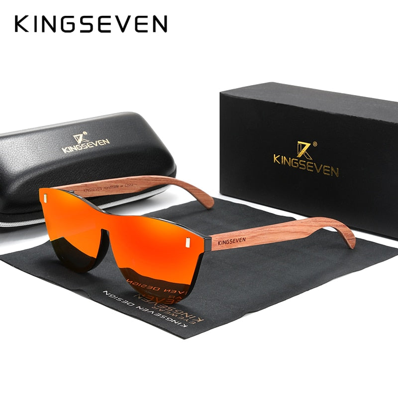 KINGSEVEN Women's Glasses Natural Bubinga Wooden Sunglasses Men Polarized Fashion Sun Glasses Original Wood Oculos de sol