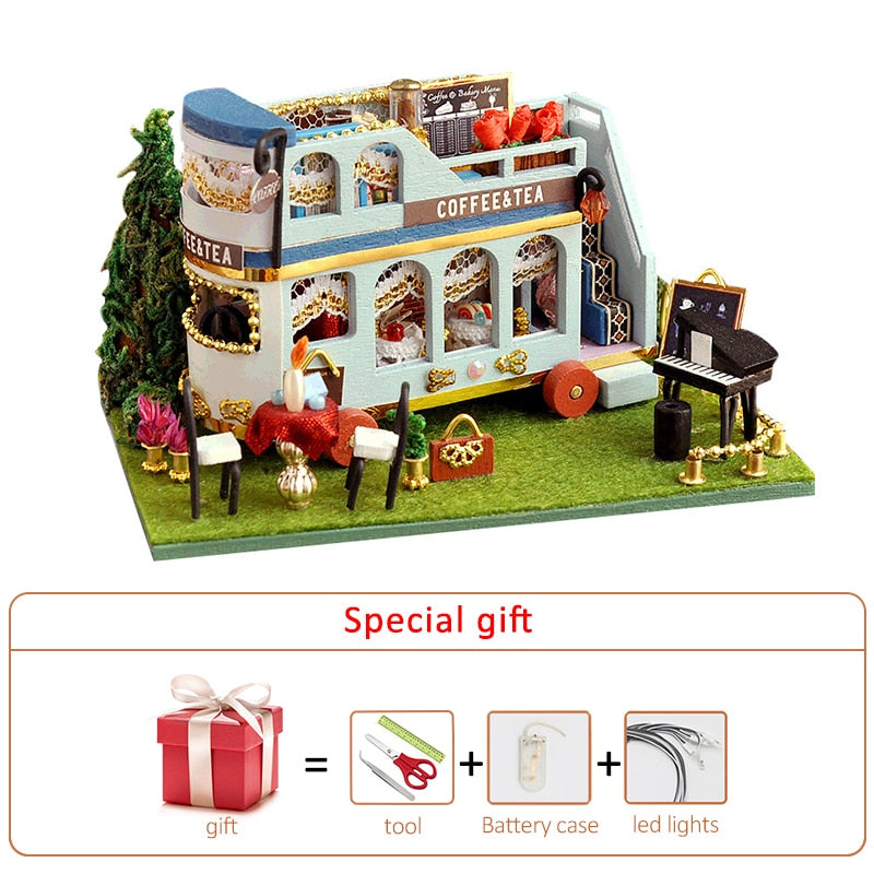 Kit de casa de muñecas Diy, caja de habitación, artículos en miniatura, casa pequeña, pastelería, casa de muñecas de madera, muebles, modelo de ensamblaje, juguete para niños, regalo de cumpleaños