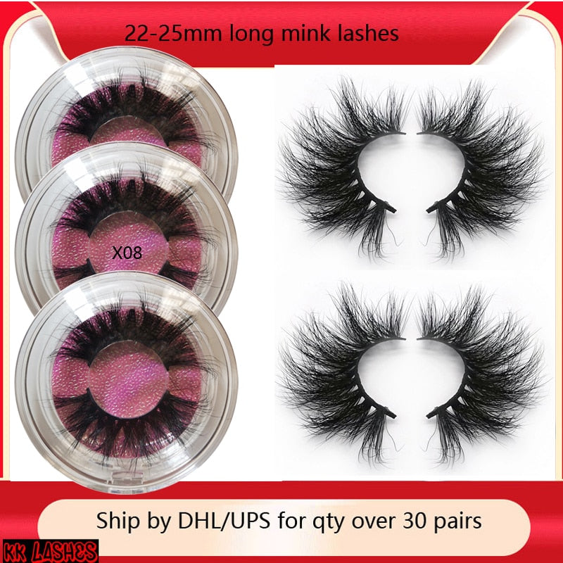 25 mm Mink Eyelashes Fake Lashes 5D False Eyelash Dramatic Eye lash Vendor Wholesale Makeup Maquiagem Custom Private Packaging