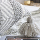REGINA Baroco Decor Knitted Cushion Cover Gray Stripe Tassel Design Pillow Case Cotton Super Soft Sofa Car Nordic Pillow Cover