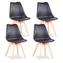 EGOONM Set of 4 Modern Dining Chair Inspired Solid Wood Plastic Padded Seat w/ Cushion Retro Style Kitchen Chair for Dining Room