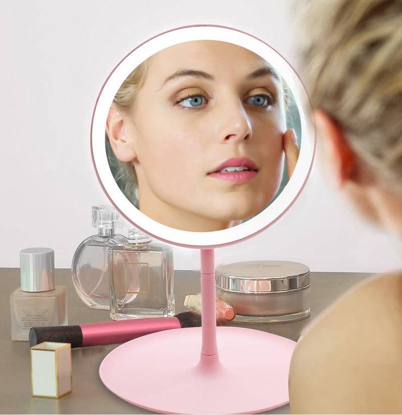 Make-up-Spiegel LED-Touchscreen-Spiegel Standspiegel Tischspiegel Vanity Miroir Kosmetikspiegel mit Beleuchtung Make-up-Miroir