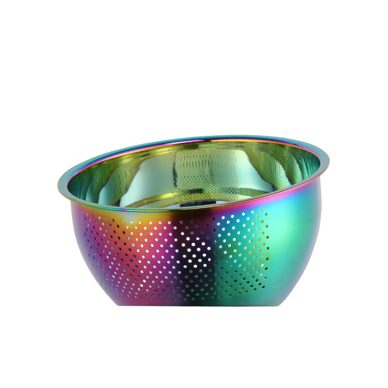 1 Pcs Strainer Basket Rice Stainless Steel Washing Filter Rose Gold Strainer Colorful Basket Sieve Drainer Kitchen Gadget