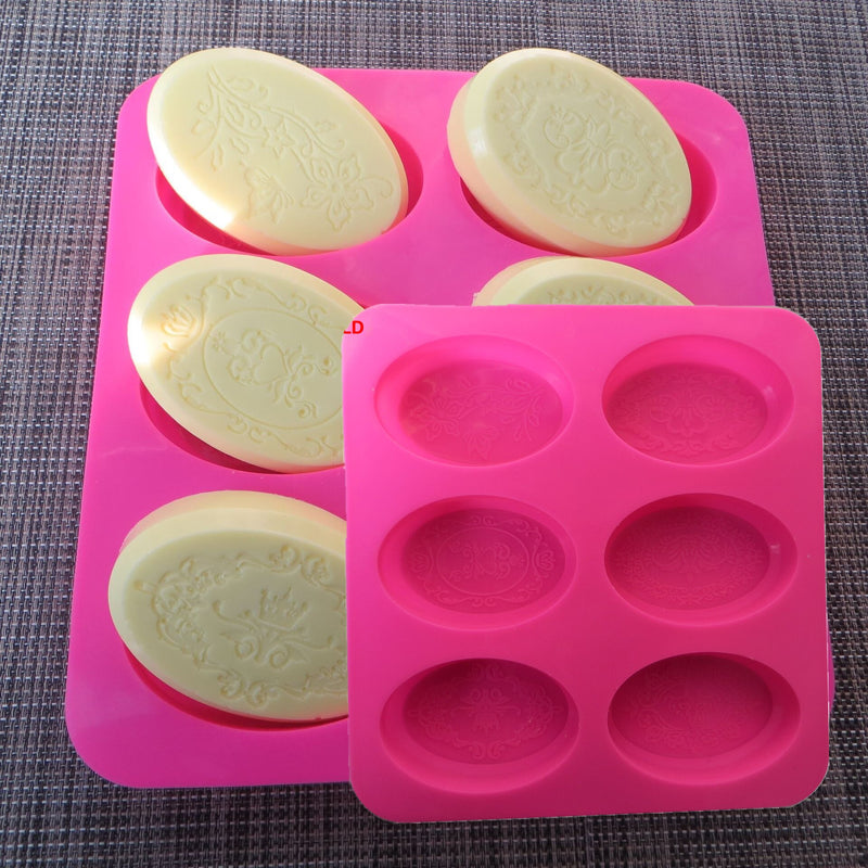 Silicone Soap Molds 6-cavity DIY Handmade Mixed Patterns Mould for Bundt Cake Cupcake Pudding Candle Soap Making Supplies Tool