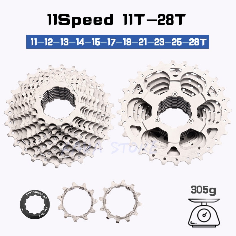 SUNSHINE Road Bike Freewheel 11-25T/28T/32T/34T/36T Bicycle Flywheel 8/9/10/11/12S Speed Cassette Sprocket for Shimano HG K7