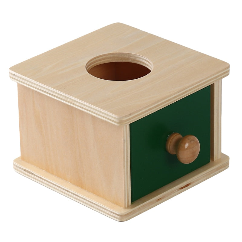 Juguete Montessori para niños, caja de monedas de madera para bebés, caja de bolas, aprendizaje educativo, entrenamiento preescolar, juguete de aprendizaje temprano para bebés