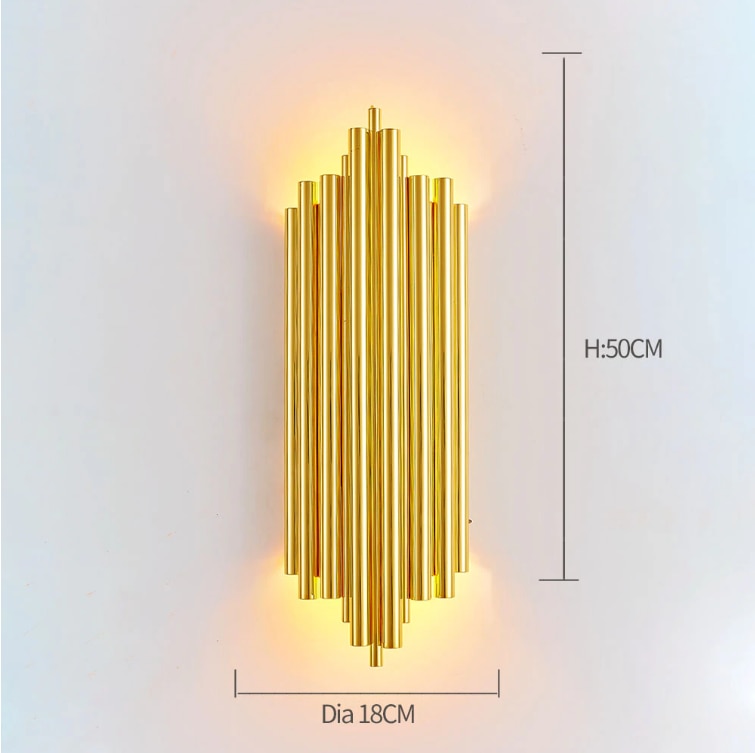 Envío rápido, luz de pared interior moderna de cristal dorado para dormitorio, mesita de noche, decoración de sala de estar, aplique LED, lámpara de baño