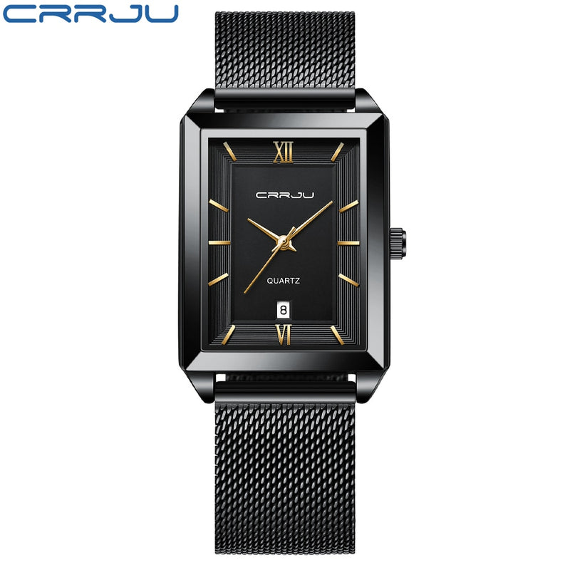 Reloj CRRJU para hombre, marca superior de lujo, cuadrado, dorado, cuarzo, acero inoxidable, reloj de pulsera resistente al agua, reloj Masculino