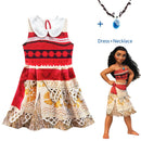 2020 Princess Moana Cosplay Costume for Children Vaiana dress Costume with Necklace for Halloween Costumes for Kids Girls Gifts