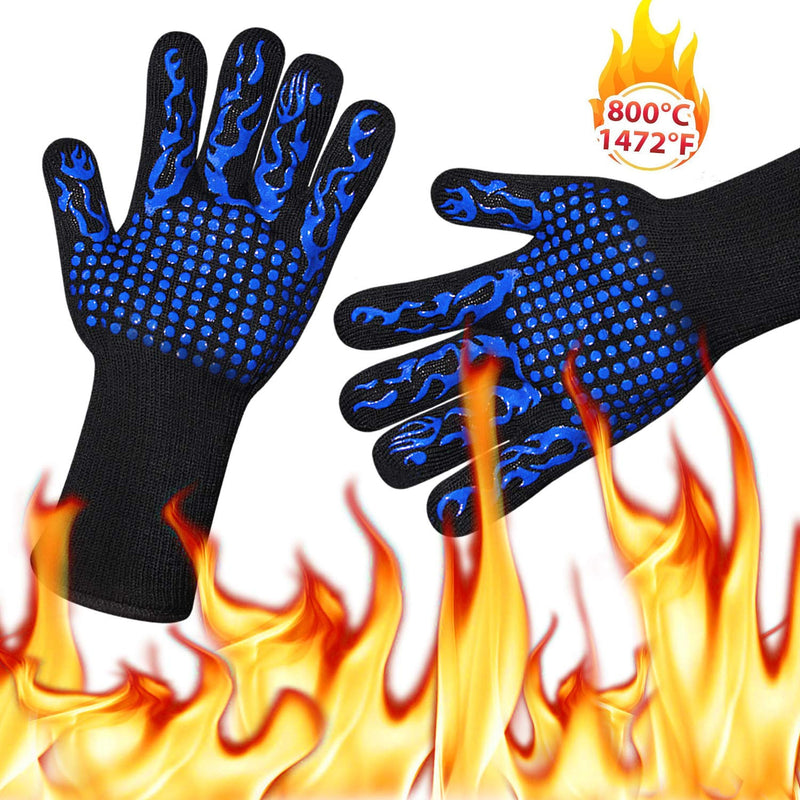 2pcs Fireproof Gloves Barbeque Kevlar 500 Degree BBQ Flame Retardant Fireproof Oven Gloves for Heat Insulation Microwave Oven