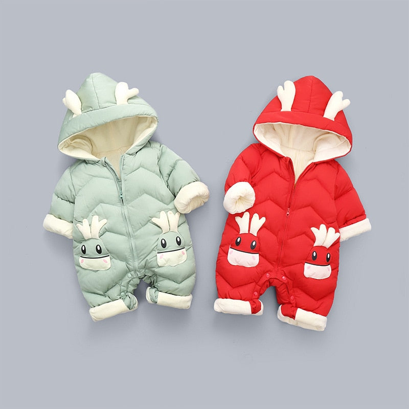 OLEKID 2022 Baby Winter Schneeanzug Plus Samt Dicker Baby Jungen Overall 0-2 Jahre Neugeborener Strampler Baby Mädchen Overalls Kleinkind Mantel