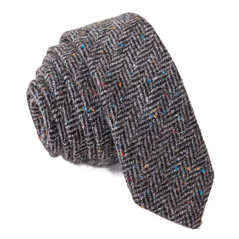 VOBOOM Tie for Men Wool Blend Herringbone Necktie 8cm Wedding Party 06