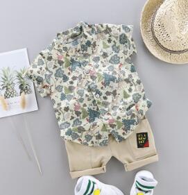 Conjunto de ropa de verano para bebés, camisa de manga corta con estampado de dinosaurio de dibujos animados para niños y pantalones de 1, 2, 3 y 4 años, atuendo para niños pequeños