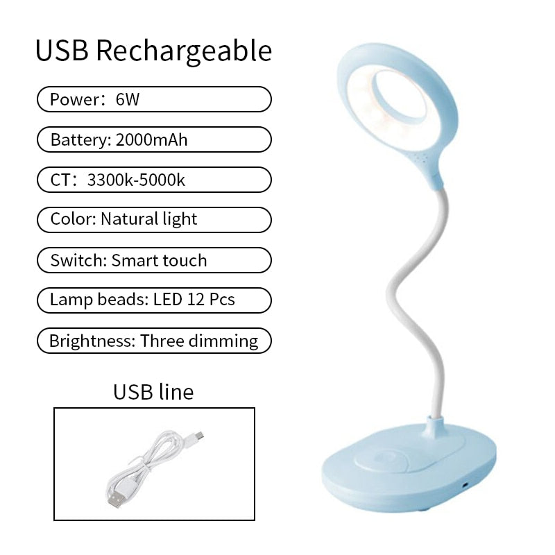 Led Schreibtischlampe 3 Farben Stufenlos Dimmbar Touch Faltbare Tischlampe Nachttischlampe Lesen Augenschutz Nachtlicht DC5V USB Aufladbar