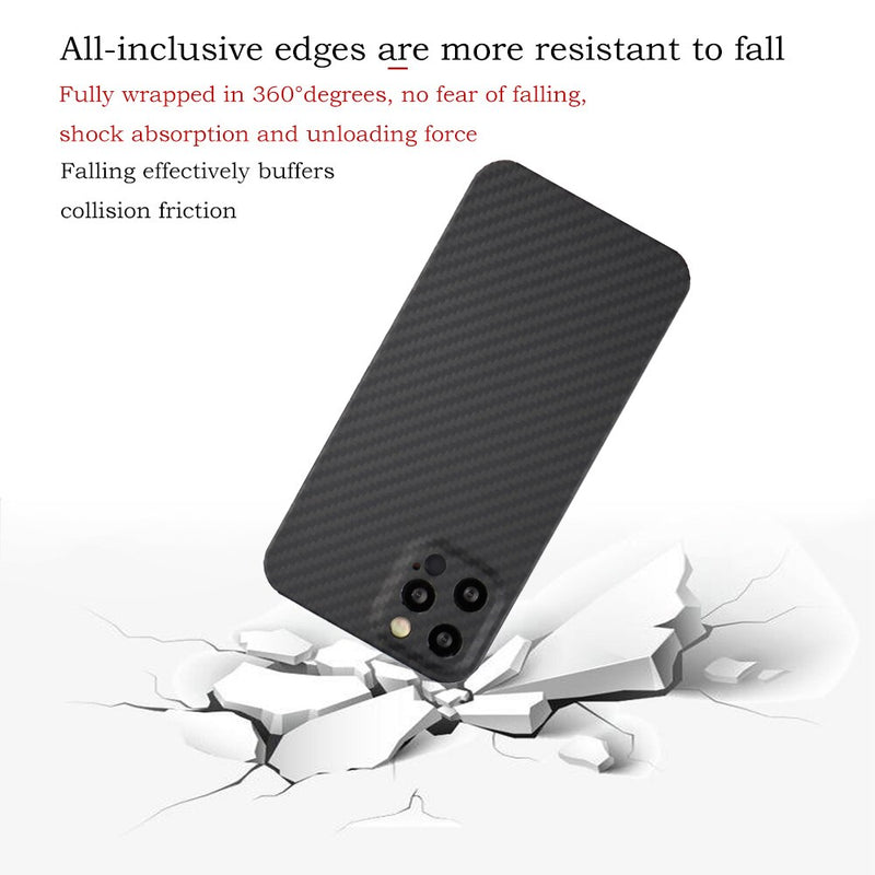 YTF-Carbon Echtkohlefaser-Fall für iPhone 12 Fall Feine Lochkamera Anti-Fall-Abdeckung iPhone 12 Mini 12 Pro 12 Pro Max-Oberteil