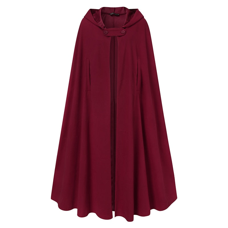 ZANZEA Mujer Poncho Invierno Con Capucha Frente Abierto Capa Suelta Sólido Abrigo Largo Sudaderas Con Capucha Cosplay Outwear Navidad Capa Casual