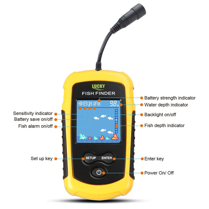 FFC1108-1 Alarm 100M Portable Sonar Fish Finders Fishing lure Echo Sounder Fishing Finder Alarm Transducer Lake Sea Fishing